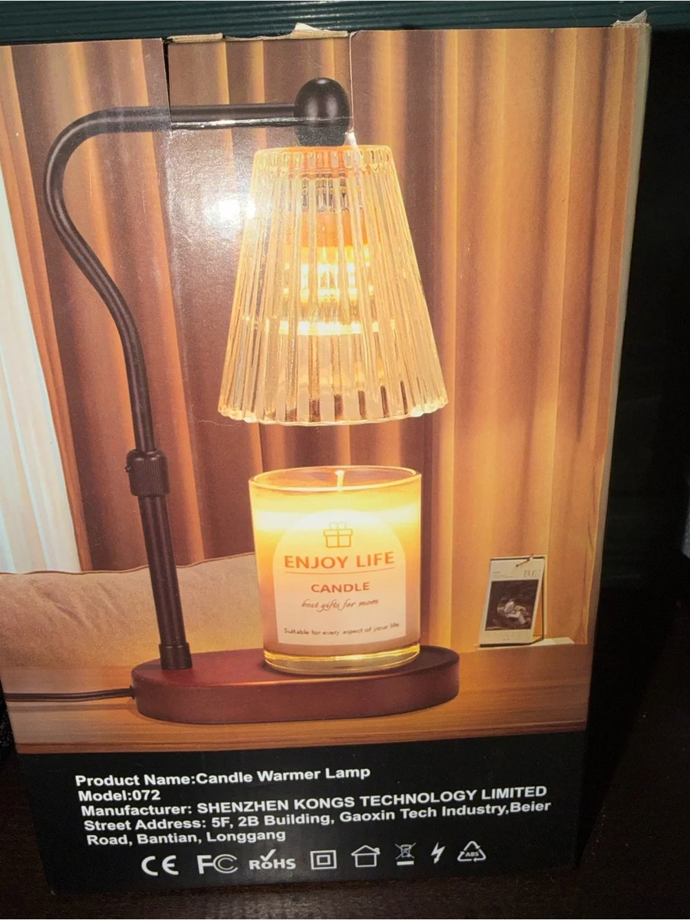 Gold Glass-Shade Candle Warmer Lamp